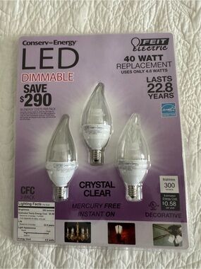 FEIT Electric LED Dimmable Crystal Clear Bulbs - Purple